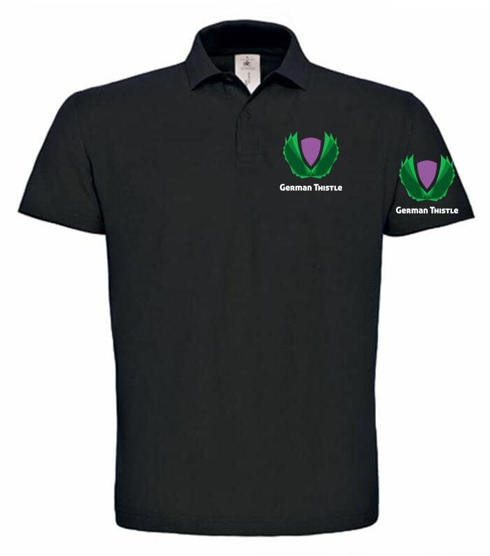 Poloshirt schwarz mit Brust- und Ärmelstick